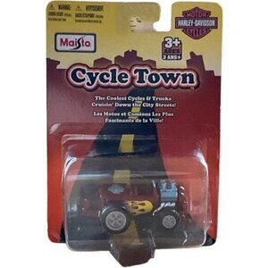 Maisto Harley-Davidson Cycle Town Red Hot Rod Toy With Yellow Flames